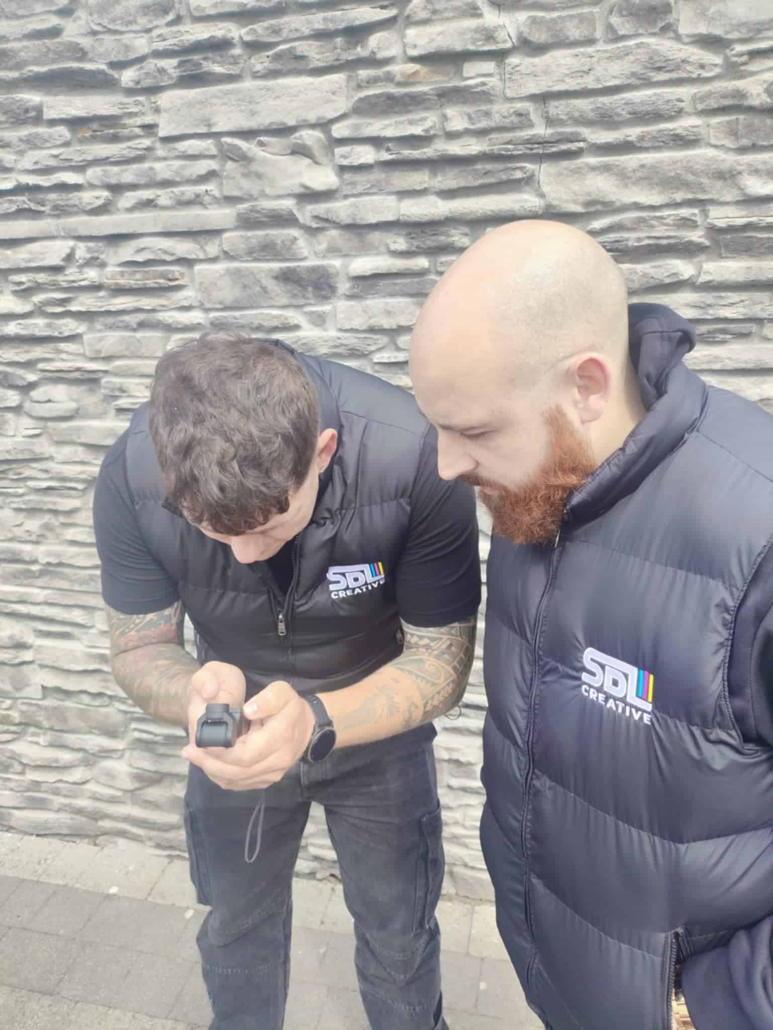 Luke and Dylan working on marketing content