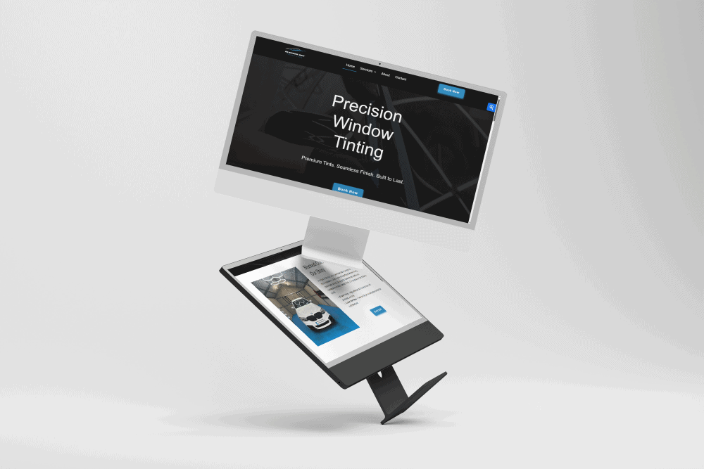 Computer mockup on modern minimal background with editable background and object color