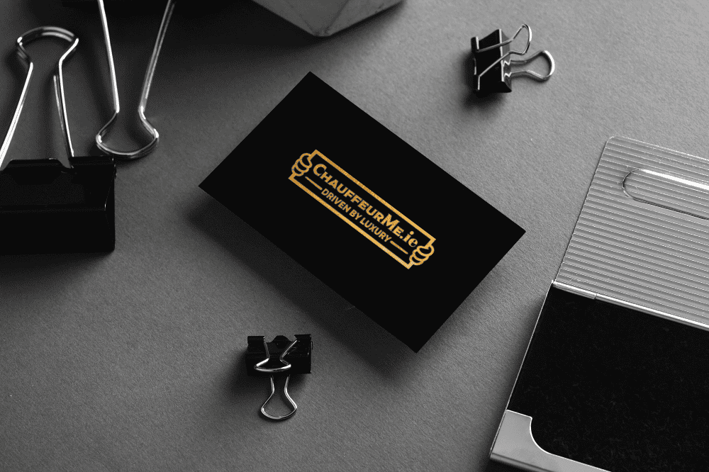 Metal business card mockup for chauffeurme.ie